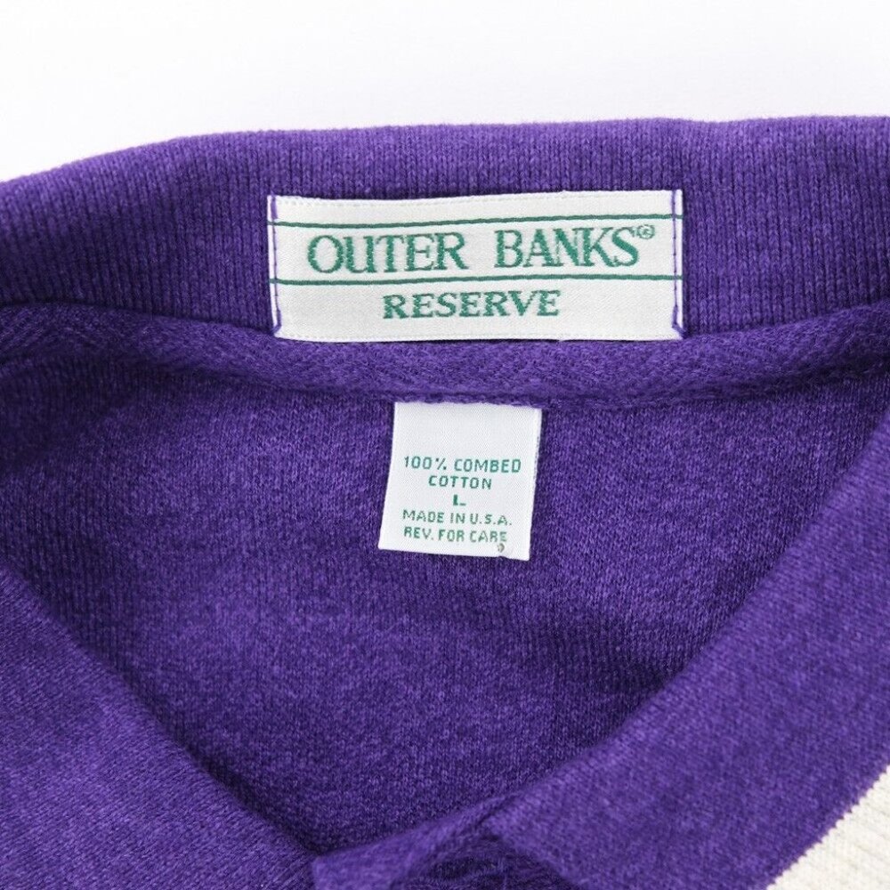 VTG OUTER BANKS RESERVE POLO SHIRT MENS LARGE PURPLE SHORT SLEEVE CLASSIC - Picture 3 of 5